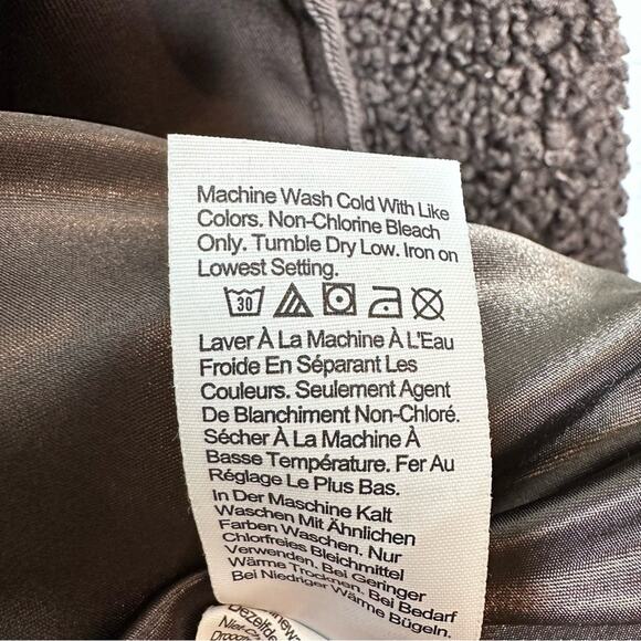 J. Crew Teddy Sherpa Coat Size Medium Chocolate Brown Button Front Collared - Picture 10 of 12